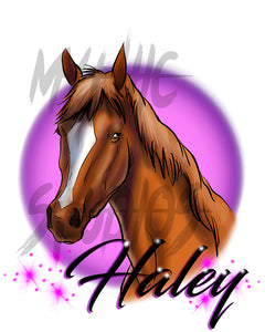 I004 Digitally Airbrush Painted Personalized Custom horse head Drawstring Backpack