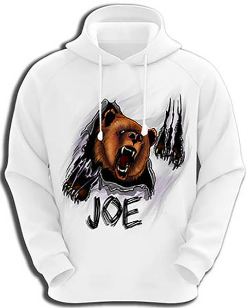 I006 Personalized Airbrush Angry Bear Hoodie Sweatshirt