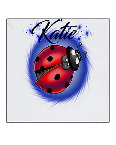 I007 Personalized Airbrush Ladybug Ceramic Coaster