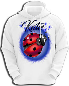 I007 Personalized Airbrush Ladybug Hoodie Sweatshirt