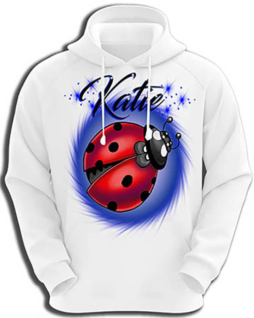 I007 Personalized Airbrush Ladybug Hoodie Sweatshirt
