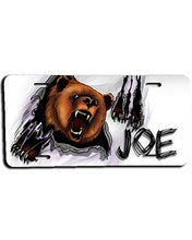 I006 Personalized Airbrush Angry Bear License Plate Tag