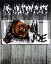 I006 Personalized Airbrush Angry Bear License Plate Tag