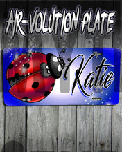 I007 Personalized Airbrush Ladybug License Plate Tag