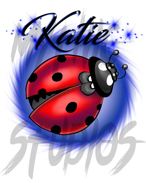 I007 Digitally Airbrush Painted Personalized Custom ladybug Drawstring Backpack