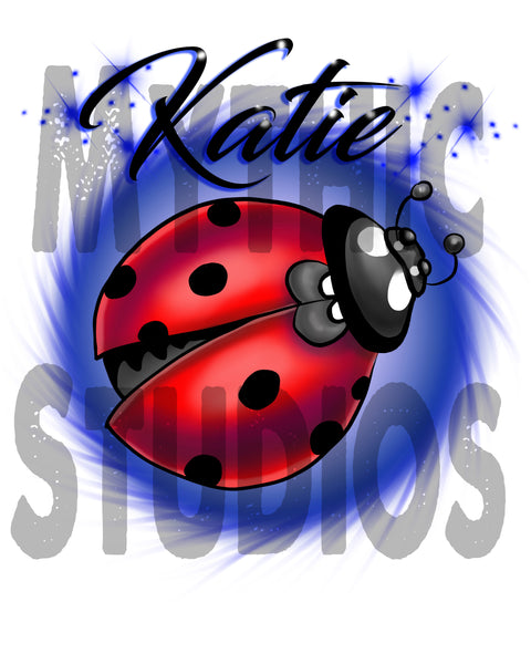 I007 Personalized Airbrush Ladybug Tee Shirt