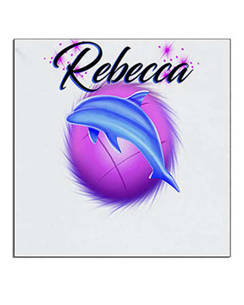 I010 Personalized Airbrush Dolphin Ceramic Coaster