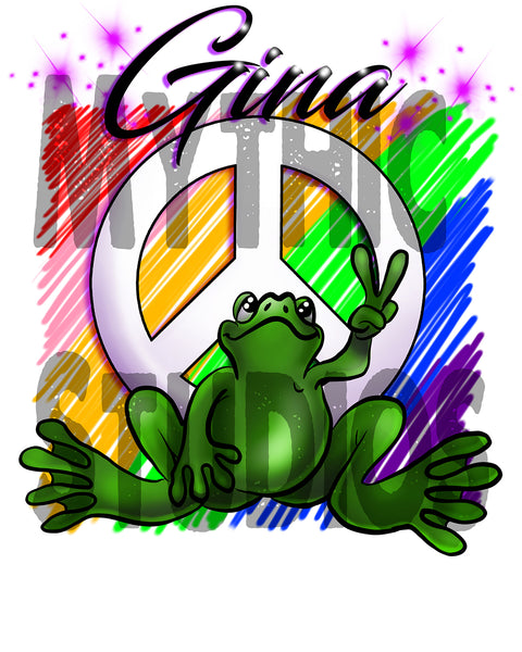 I009 Personalized Airbrush Peace Frog License Plate Tag