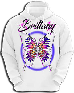 I012 Personalized Airbrush Butterfly Hoodie Sweatshirt