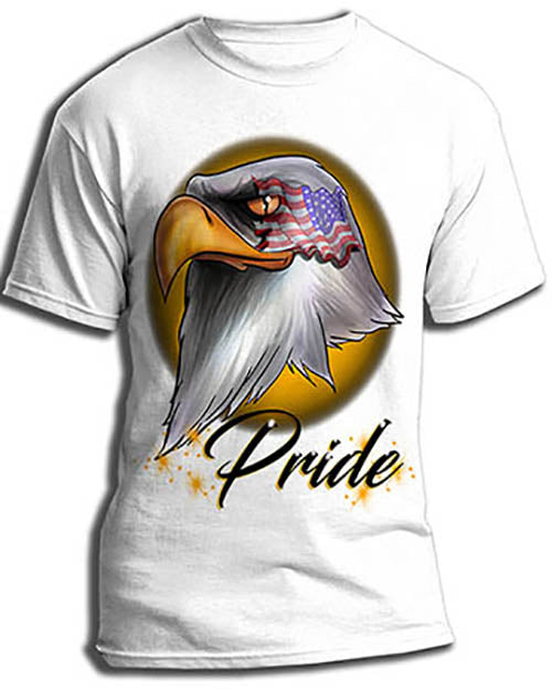 I013 Personalized Airbrush American Flag Bald Eagle Tee Shirt