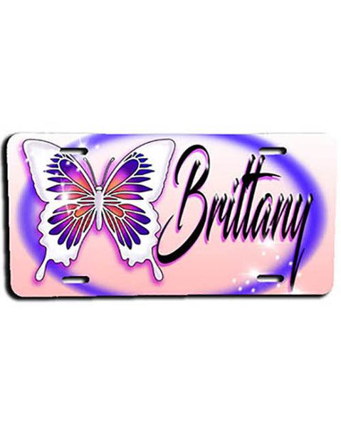 I012 Personalized Airbrush Butterfly License Plate Tag