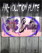 I012 Personalized Airbrush Butterfly License Plate Tag