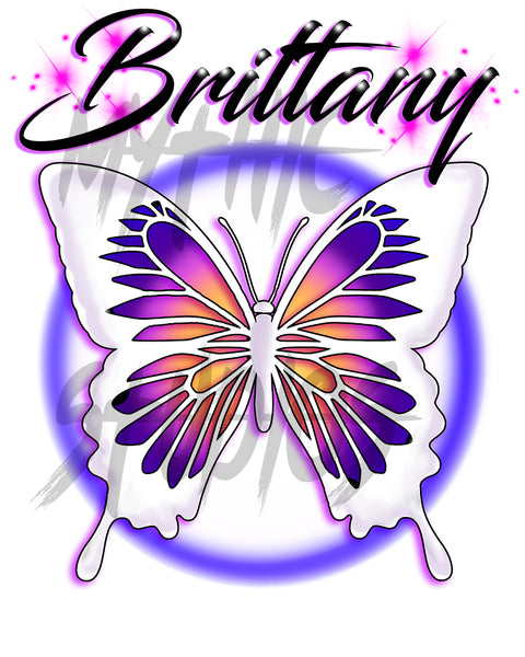 I012 Digitally Airbrush Painted Personalized Custom butterfly Drawstring Backpack