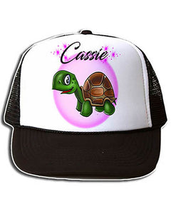 I017 Personalized Airbrush Turtle Snapback Trucker Hat