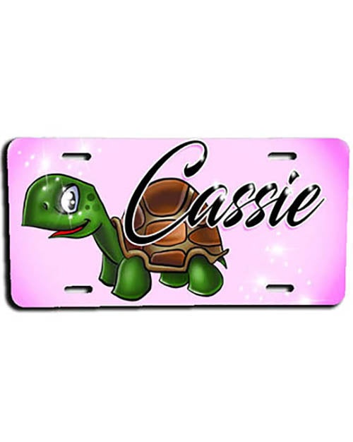 I017 Personalized Airbrush Turtle License Plate Tag
