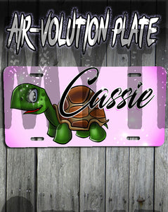 I017 Personalized Airbrush Turtle License Plate Tag