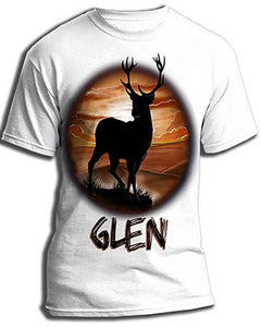 I019 Personalized Airbrush Deer Hunting Tee Shirt