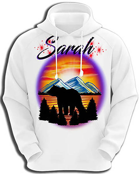 I020 Personalized Airbrush Bear Hoodie Sweatshirt