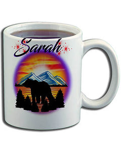 I020 Personalized Airbrush Bear Ceramic Coffee Mug