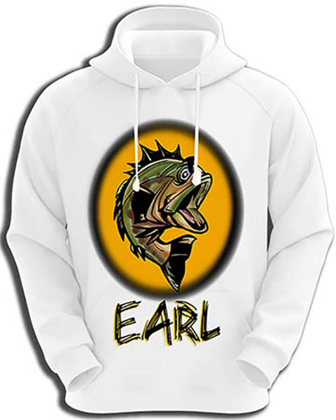 I021 Personalized Airbrush Bass Fishing Hoodie Sweatshirt