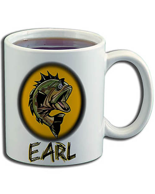 I021 Personalized Airbrush Bass Fishing Hoodie Sweatshirt Ceramic Coffee Mug