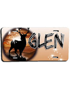 I019 Personalized Airbrush Deer Hunting License Plate Tag