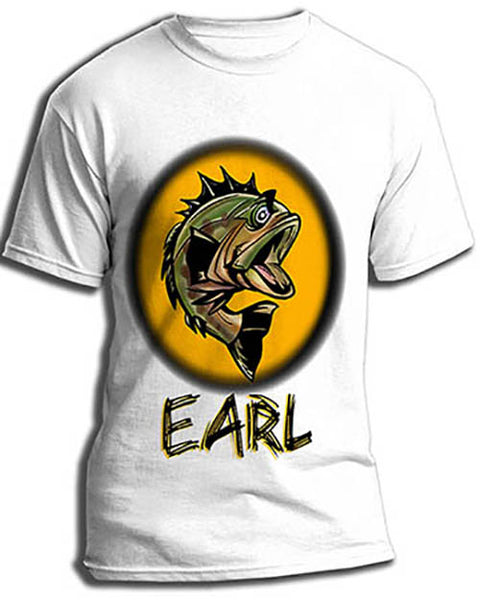 I021 Personalized Airbrush Bass Fishing Tee Shirt
