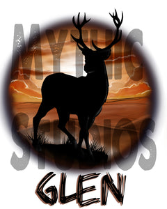 I019 Personalized Airbrush Deer Hunting Snapback Trucker Hat