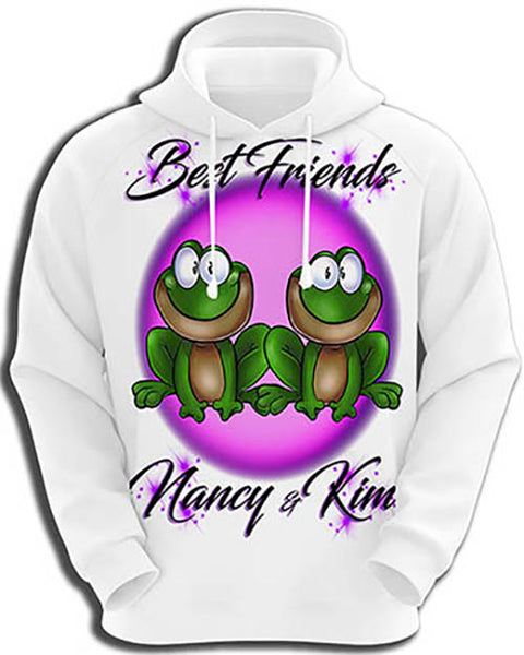 I022 Personalized Airbrush Best Friend Frogs Hoodie Sweatshirt