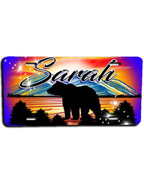 I020 Personalized Airbrush Bear License Plate Tag