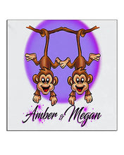 I023 Personalized Airbrush Best Friend Monkeys Ceramic Coaster