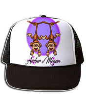 I023 Personalized Airbrush Best Friend Monkeys Snapback Trucker Hat