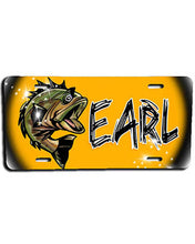 I021 Personalized Airbrush Bass Fishing License Plate Tag