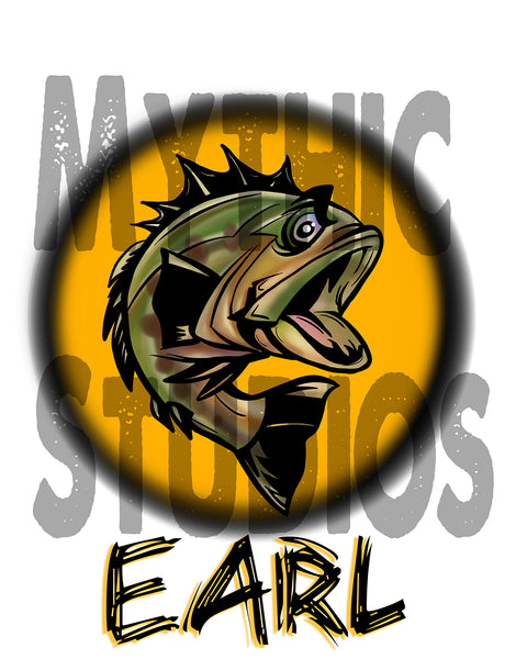 I021 Personalized Airbrush Bass Fishing Hoodie Sweatshirt