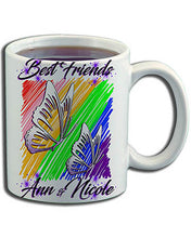 I024 Personalized Airbrush Best Friend Butterflies Ceramic Coffee Mug