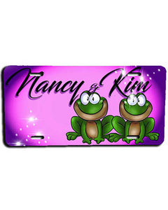 I022 Personalized Airbrush Best Friend Frogs License Plate Tag
