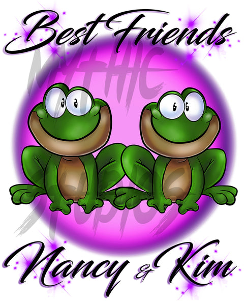 I022 Digitally Airbrush Painted Personalized Custom frogs best friend Drawstring Backpack