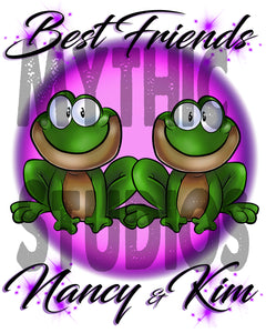 I022 Personalized Airbrush Best Friend Frogs Snapback Trucker Hat