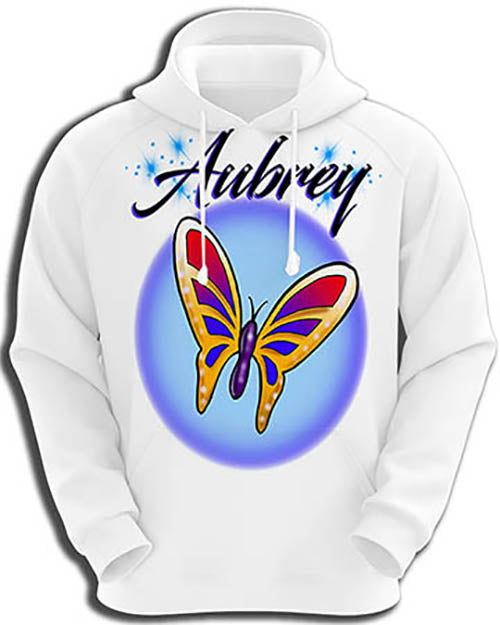 I026 Personalized Airbrush Butterfly Hoodie Sweatshirt