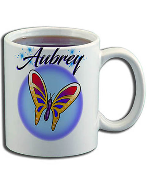 I026 Personalized Airbrush Butterfly Ceramic Coffee Mug