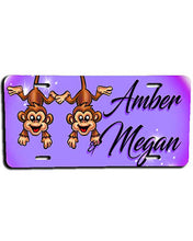 I023 Personalized Airbrush Best Friend Monkeys License Plate Tag