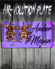 I023 Personalized Airbrush Best Friend Monkeys License Plate Tag