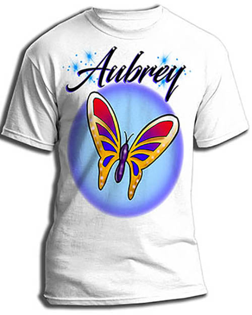 I026 Personalized Airbrush Butterfly Tee Shirt