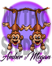 I023 Personalized Airbrush Best Friend Monkeys Tee Shirt