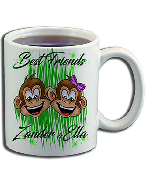 I027 Personalized Airbrush Monkeys Ceramic Coffee Mug