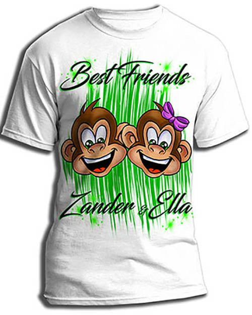 I027 Personalized Airbrush Monkeys Tee Shirt