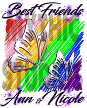 I024 Personalized Airbrush Best Friend Butterflies Tee Shirt