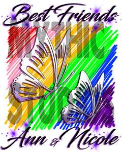 I024 Personalized Airbrush Best Friend Butterflies License Plate Tag