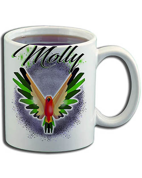 I029 Personalized Airbrush Bird Ceramic Coffee Mug