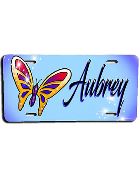 I026 Personalized Airbrush Butterfly License Plate Tag